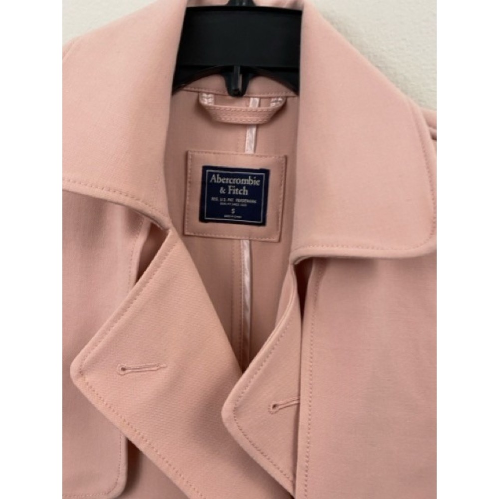 Abercrombie & Fitch Pink Double Breasted Trench Coat Women Small Blush Jacket - Picture 8 of 10